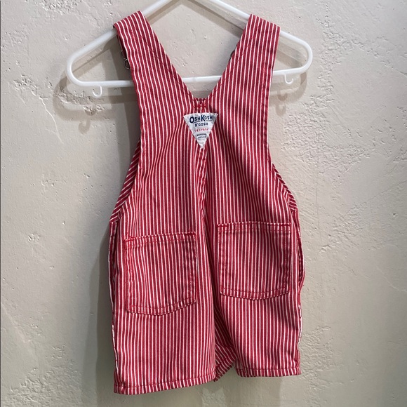OshKosh B'gosh Kids Red Striped Overalls - Picture 3 of 6